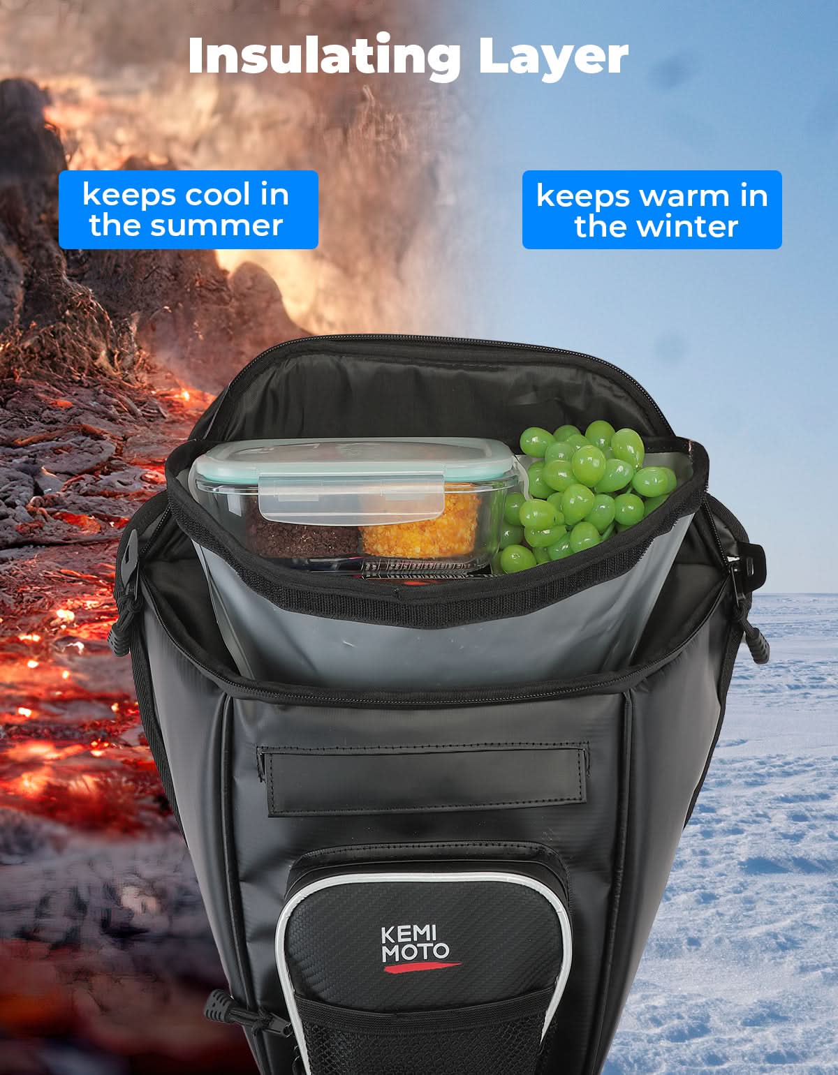 Kemimoto Insulated Cooler Storage Bag 2L for Polaris RZR XP