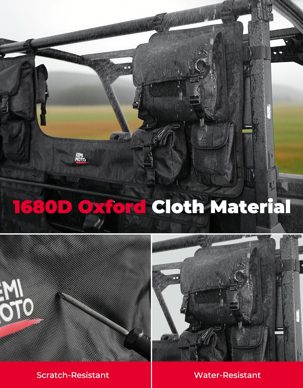 Kemimoto Heavy Duty Canvas UTV Tool Bag Rack