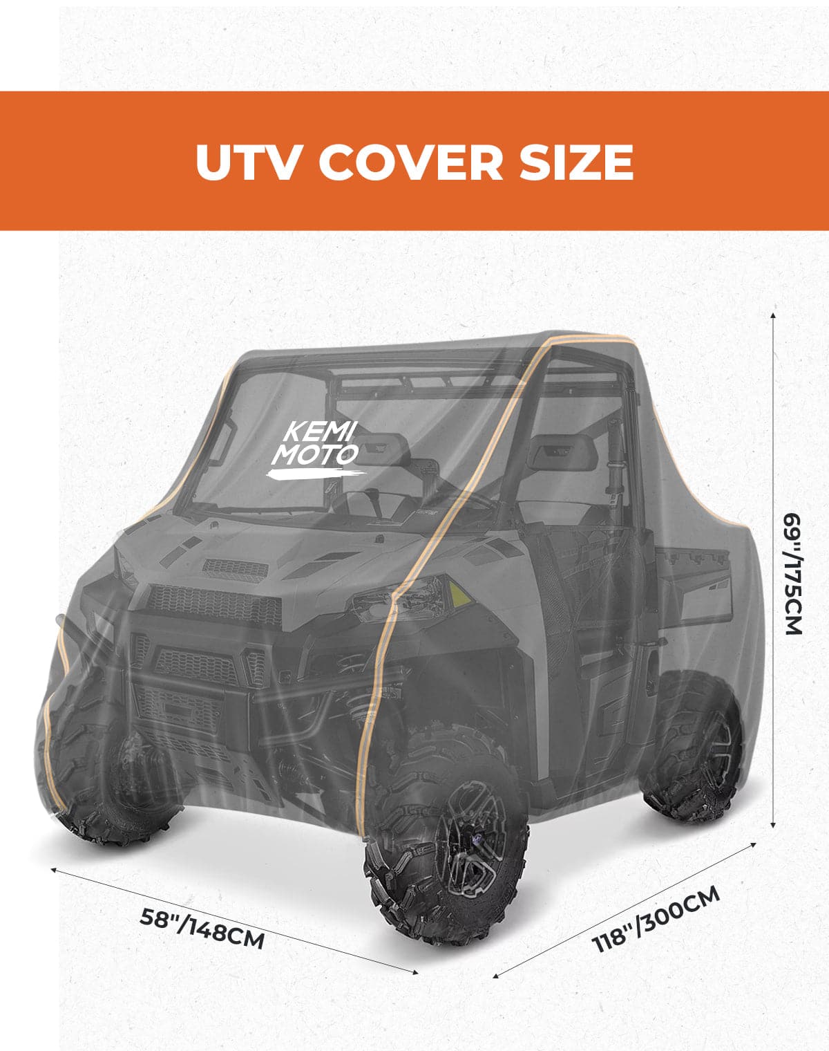 Kemimoto 2-3 Seater UTV Cover for Polaris Ranger ZForce