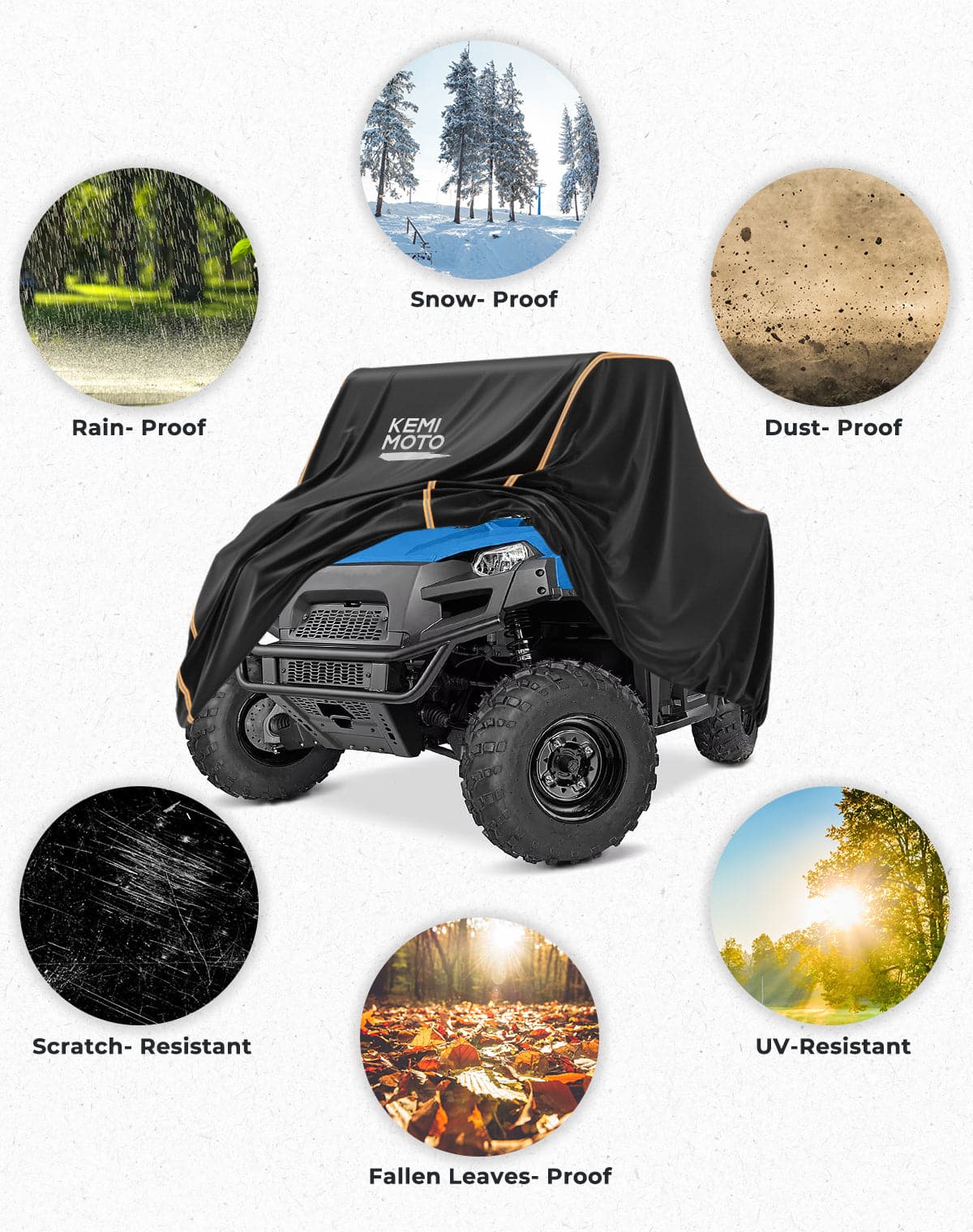 Kemimoto 2-3 Seaters UTV Cover All-Weather, Universal Fit