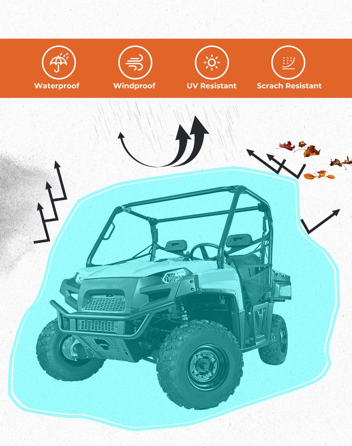 Kemimoto 2-3 Seaters UTV Cover All-Weather, Universal Fit