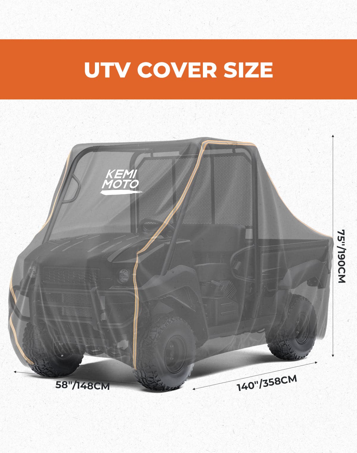 Kemimoto 2-3 Seaters UTV Cover All-Weather, Universal Fit