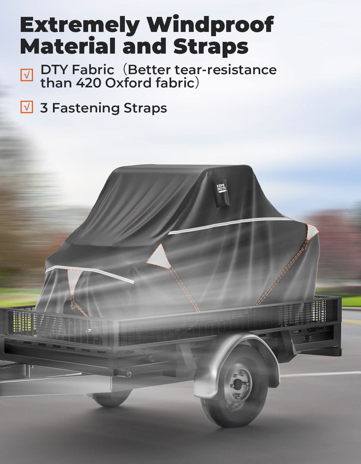 Kemimoto 2-Seater UTV Trailering Cover Waterproof Windproof Universal