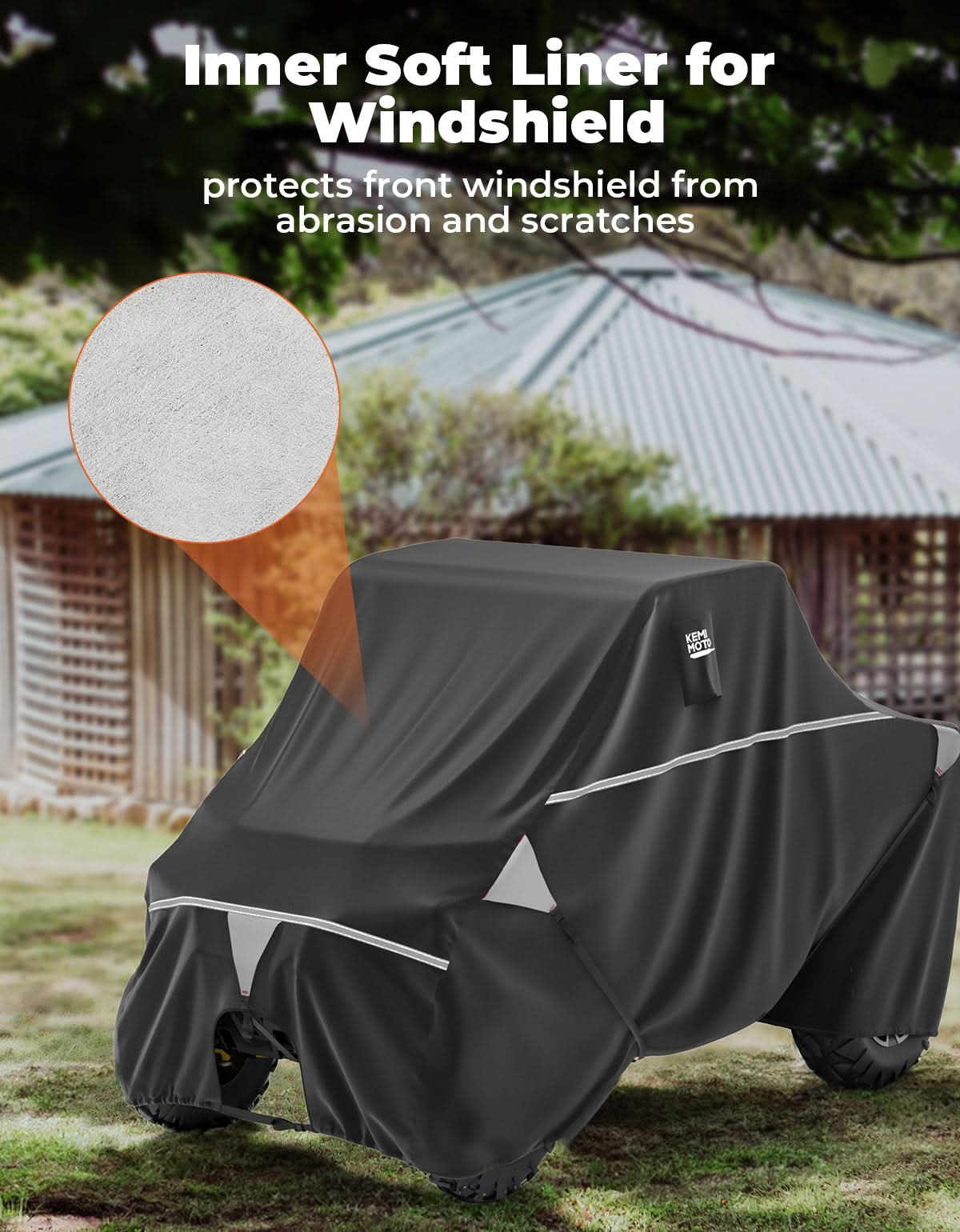 Kemimoto 2-Seater UTV Trailering Cover Waterproof Windproof Universal