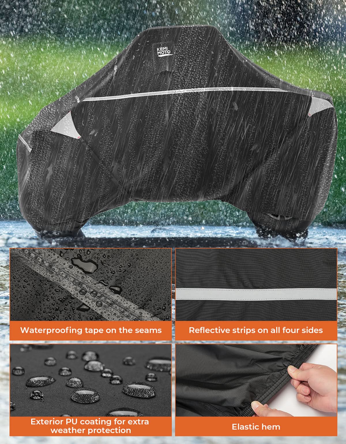 Kemimoto 2-Seater UTV Trailering Cover Waterproof Windproof Universal