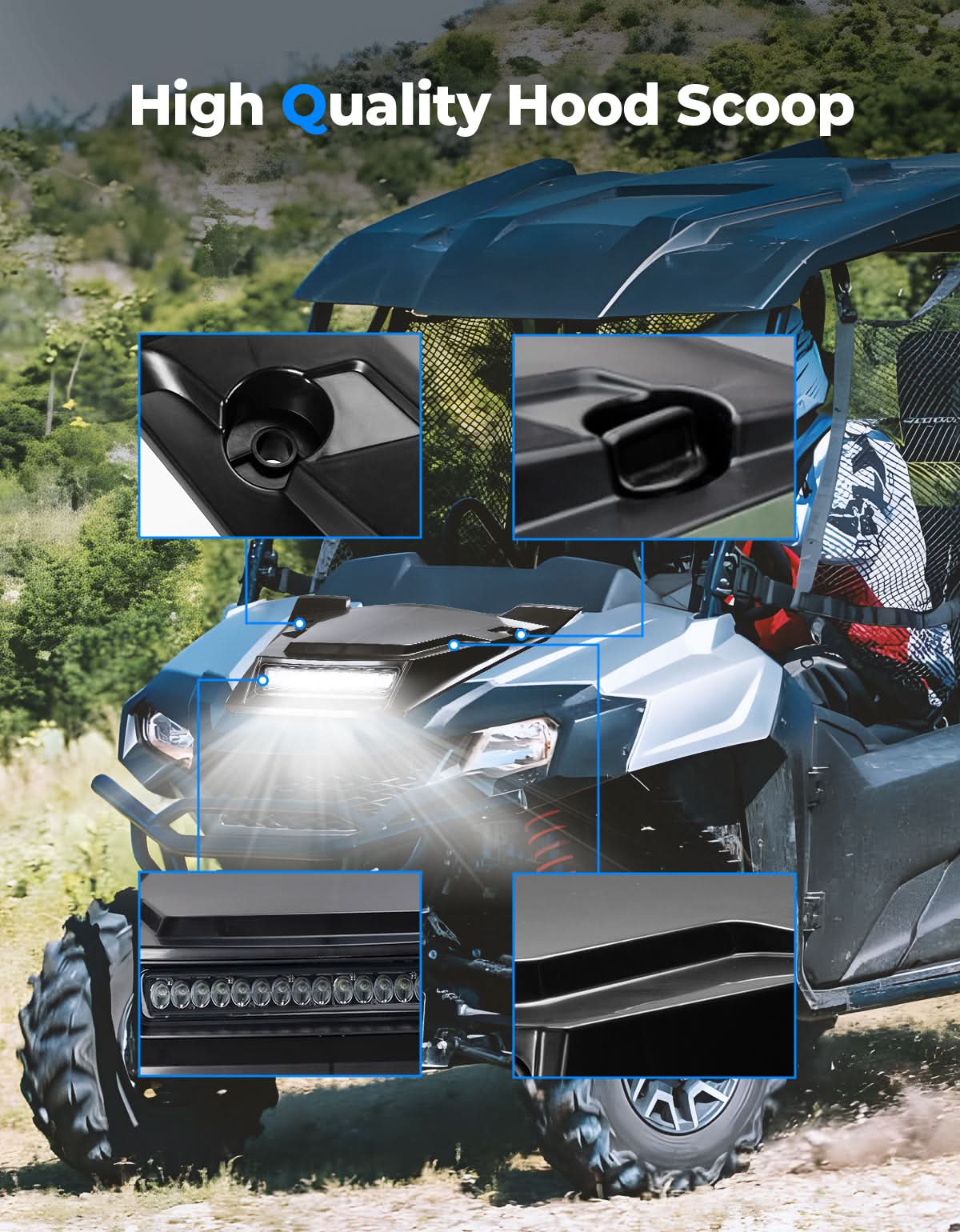 Kemimoto LED Turbo Hood Scoop for Pioneer 700-2/4 2014-2026