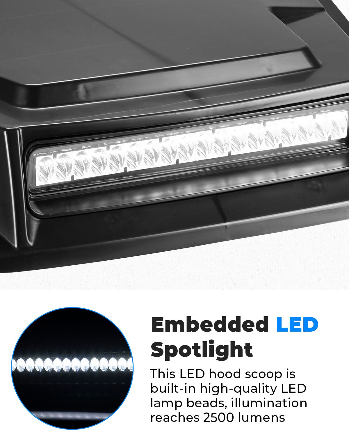 Kemimoto LED Turbo Hood Scoop for Pioneer 700-2/4 2014-2026
