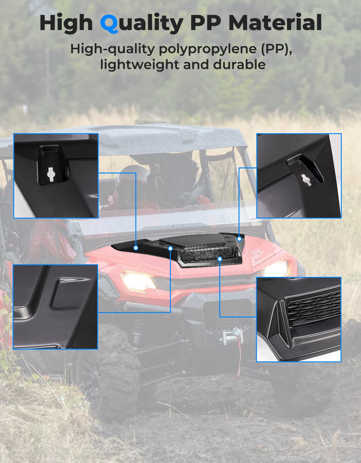 Kemimoto Sport Hood Scoop with Mesh for Pioneer 1000 2016-2025