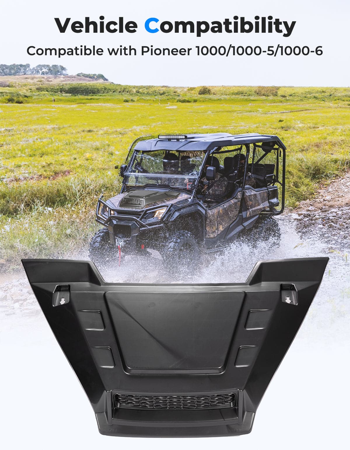 Kemimoto Sport Hood Scoop with Mesh for Pioneer 1000 2016-2025