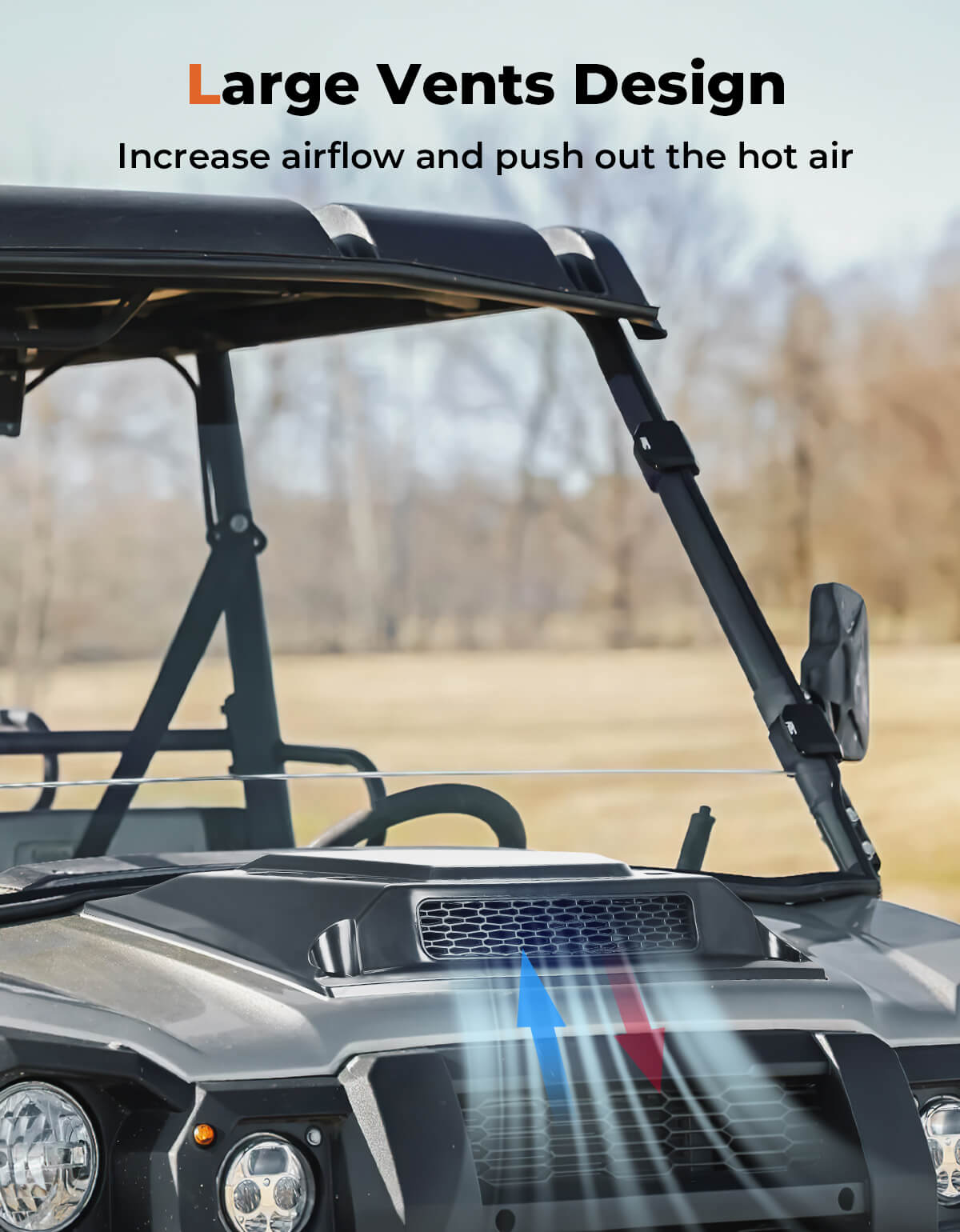 Kemimoto UTV Hood Scoop Large Vents for Kawasaki Mule Pro
