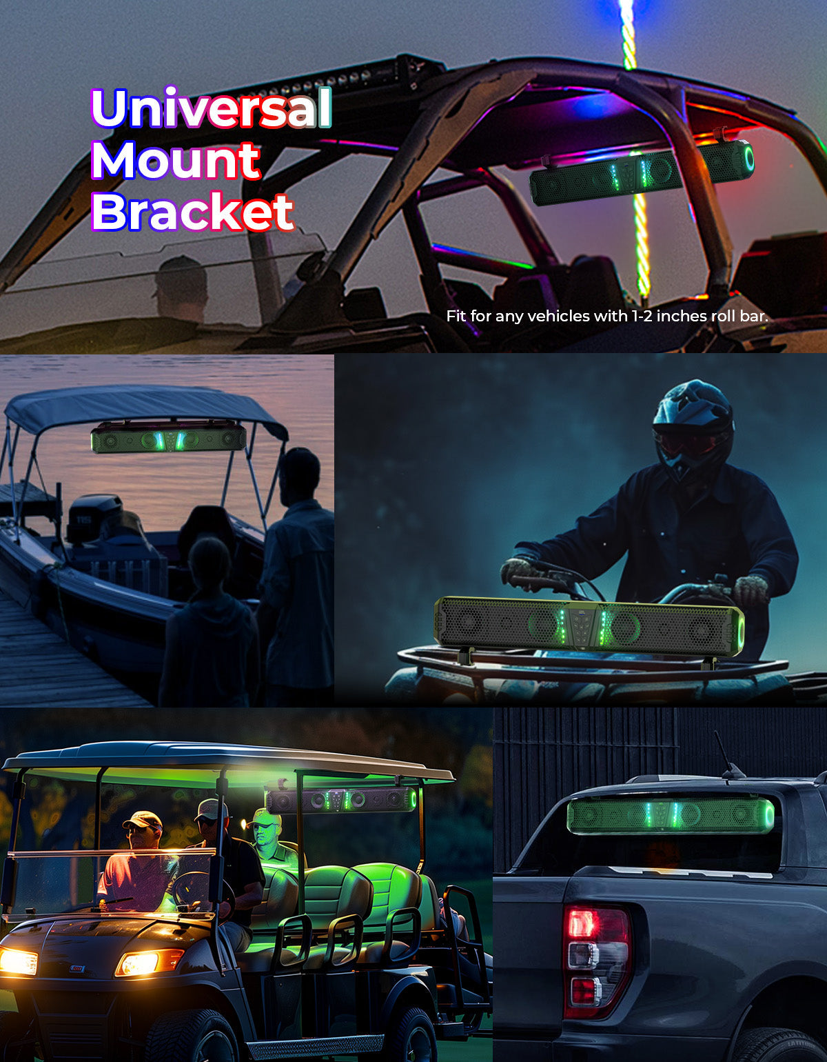 Kemimoto Midnight 80 32‑Inch RGB UTV Sound Bar