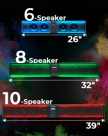 Kemimoto 10‑Speaker Aluminum RGB Sound Bar for UTV