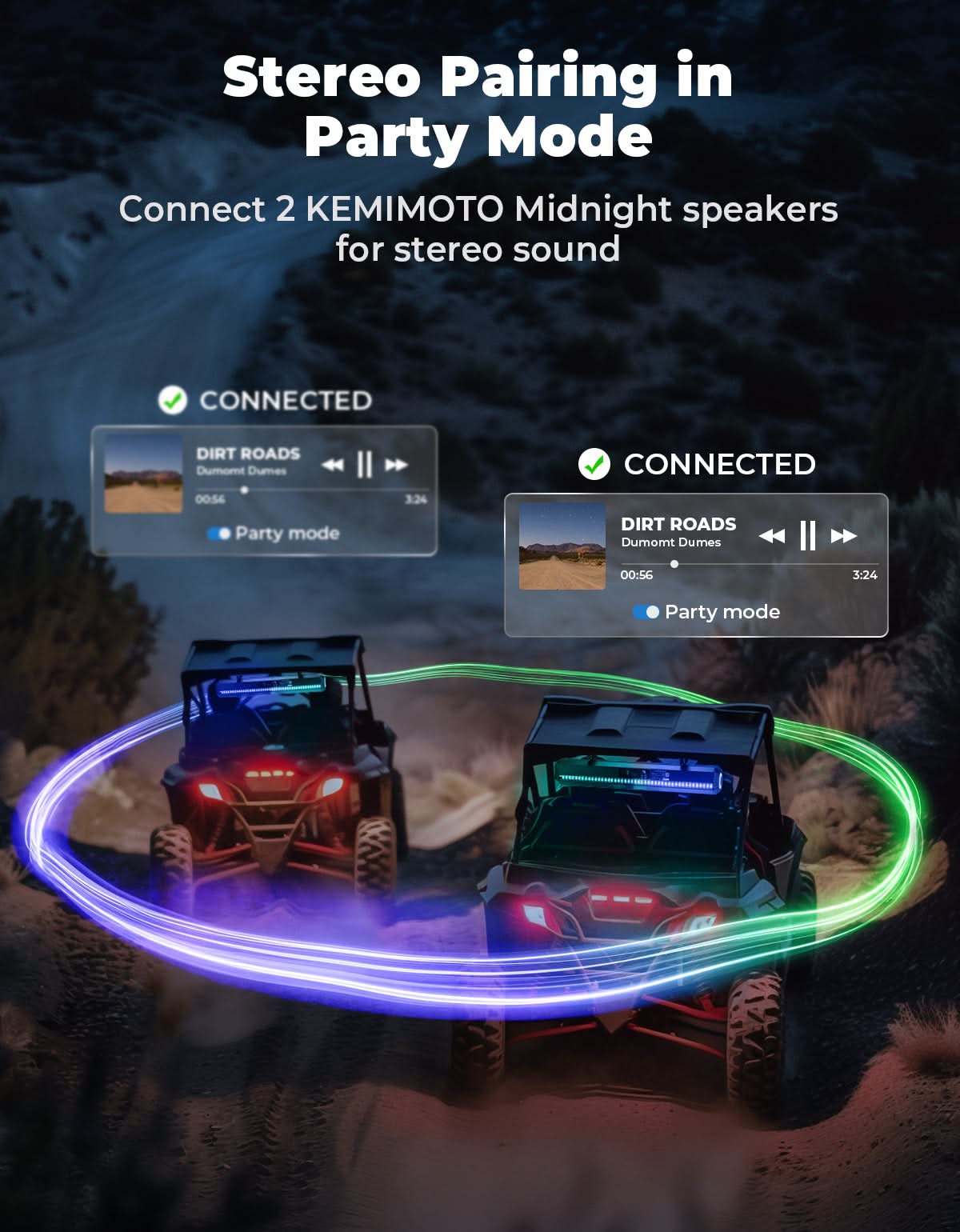 Kemimoto Midnight 60 Soundbar 26" Bluetooth RGB Lights Waterproof