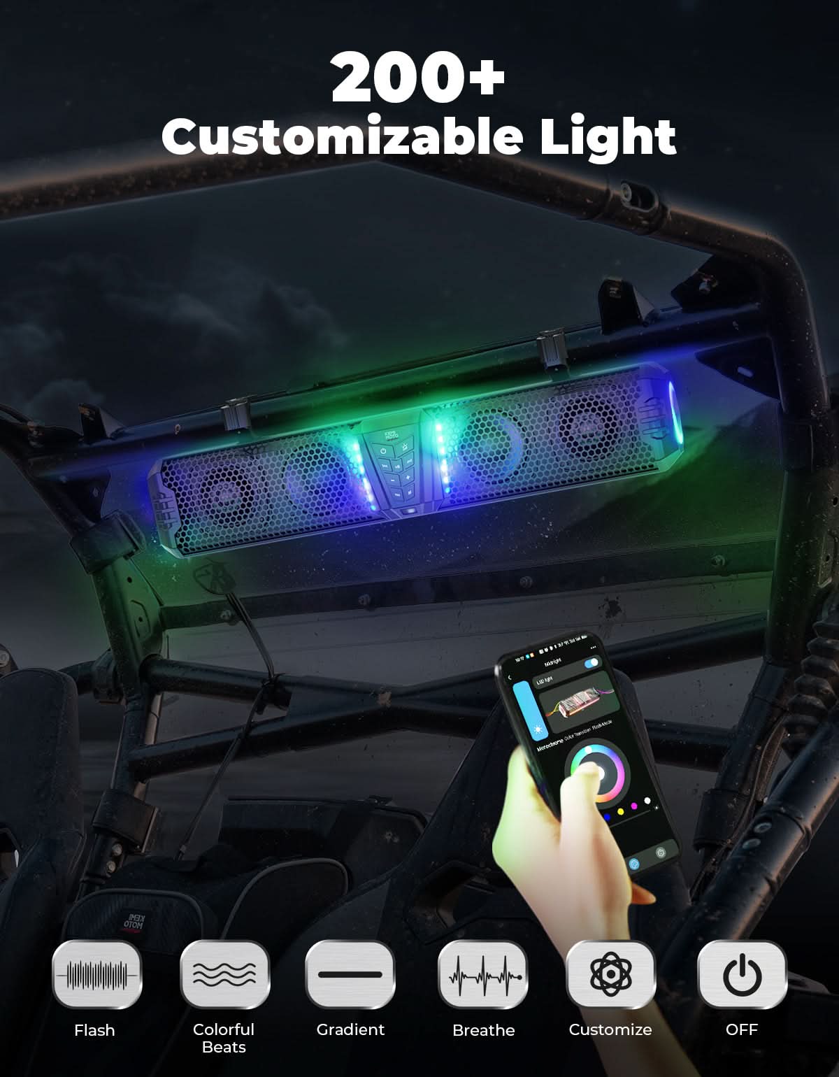 Kemimoto Midnight 60 Soundbar 26" Bluetooth RGB Lights Waterproof