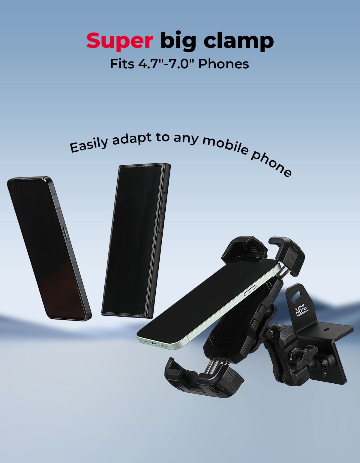 Kemimoto Phone Mount for Polaris Ranger 1000/XP/Crew XP, 4.7-7.0 Phones