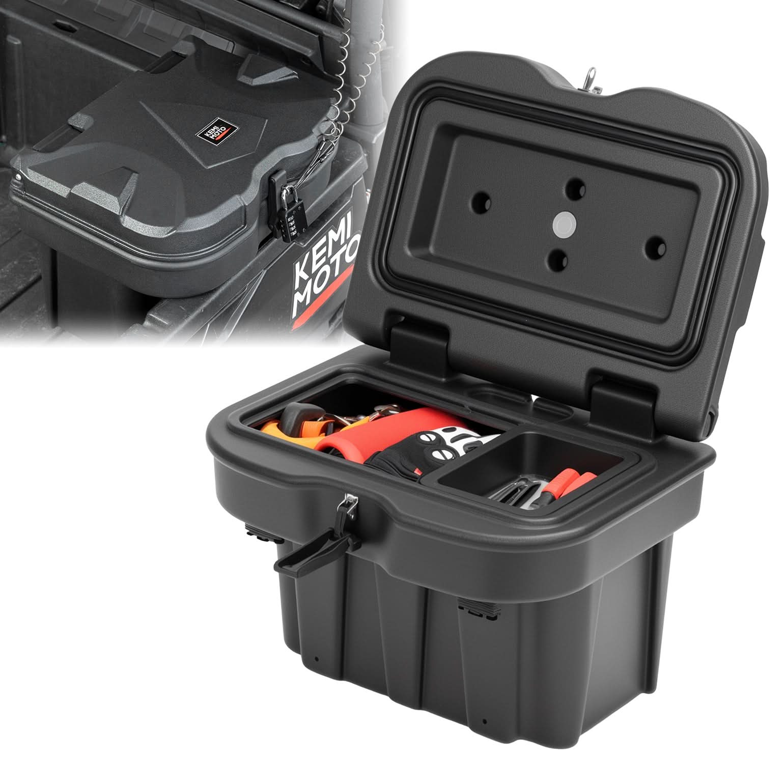 Kemimoto 21L Storage Box for Can‑Am Defender & Commander Black