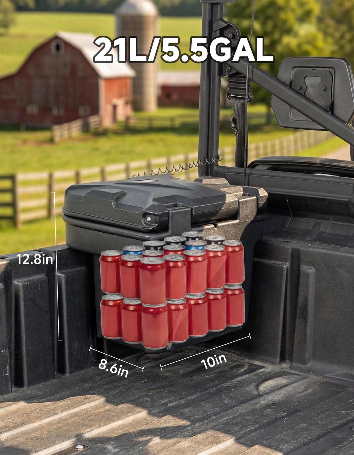 Kemimoto 21L Storage Box for Can‑Am Defender & Commander Black