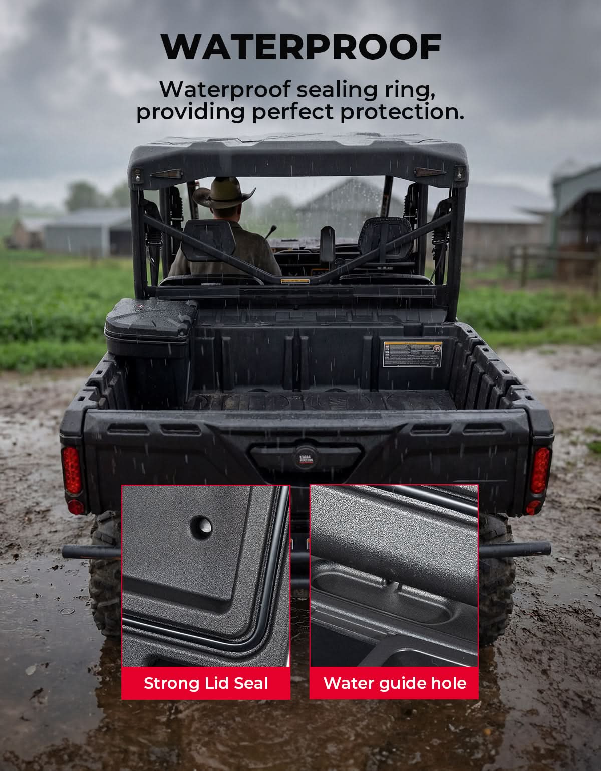 Kemimoto 21L Storage Box for Can‑Am Defender & Commander Black