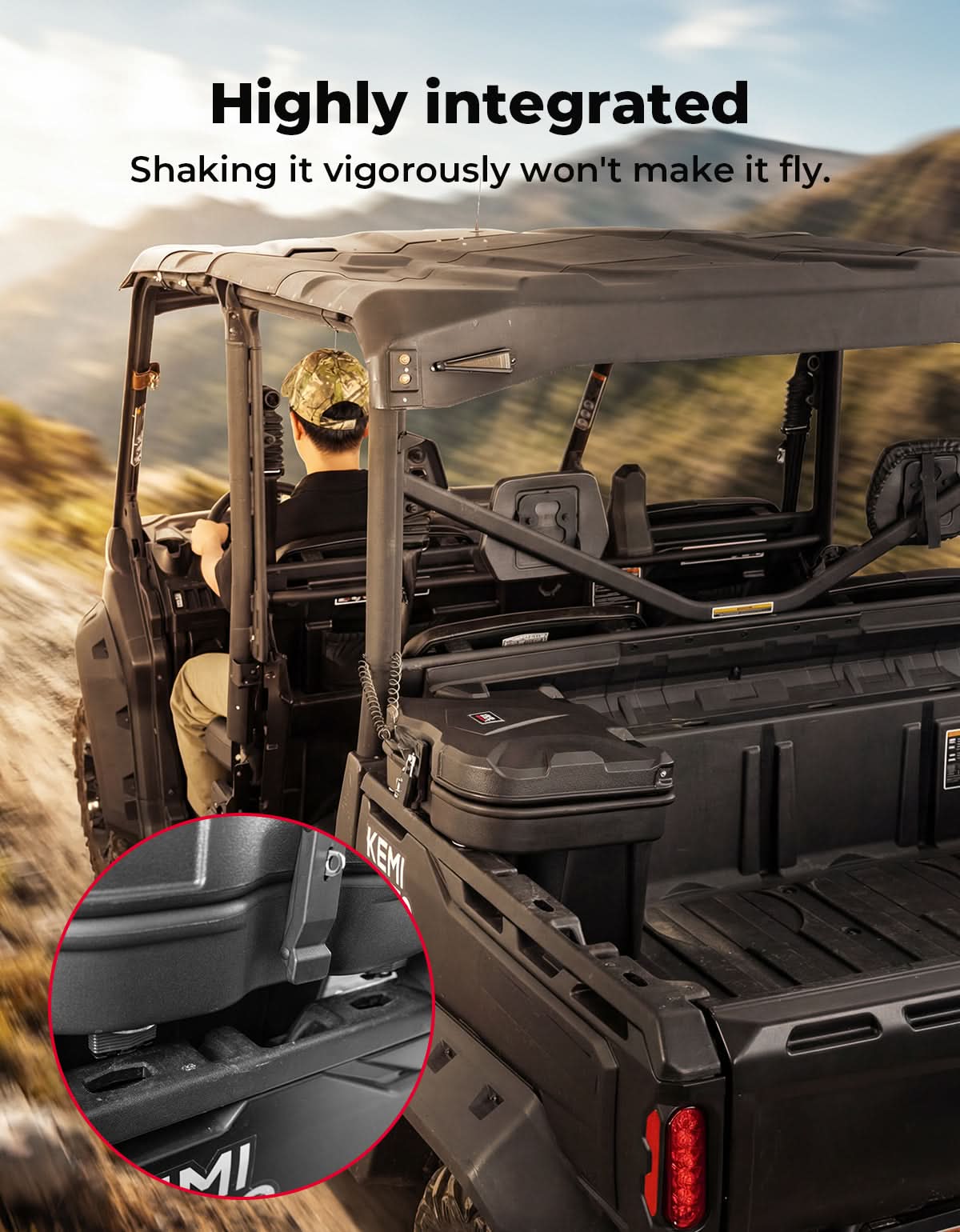 Kemimoto 21L Storage Box for Can‑Am Defender & Commander Black
