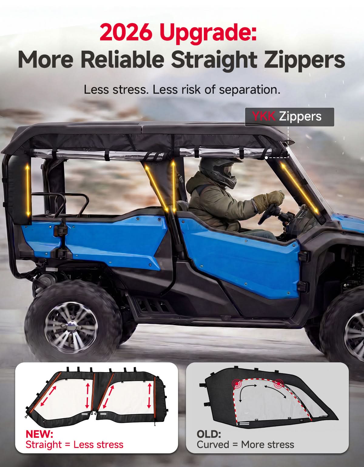 Kemimoto UTV Soft Upper Doors for Pioneer 1000-5