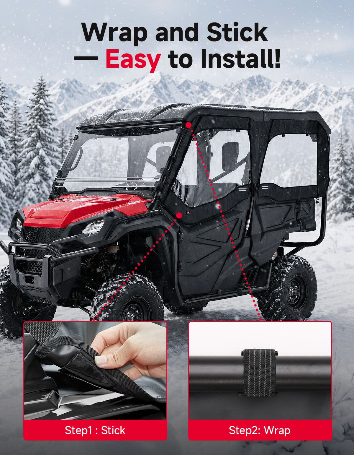 Kemimoto UTV Soft Upper Doors for Pioneer 1000-5