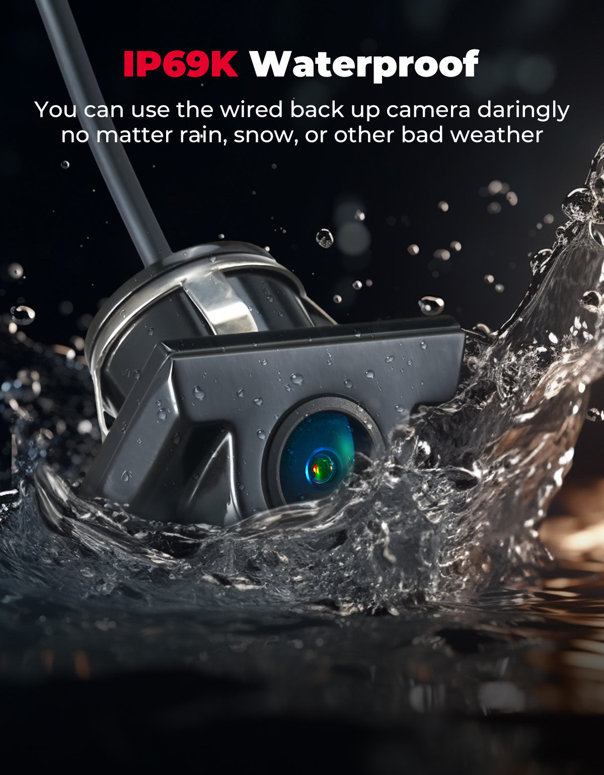Kemimoto Plug‑Play Rear Camera 170° Wide for Kawasaki KRX 1000