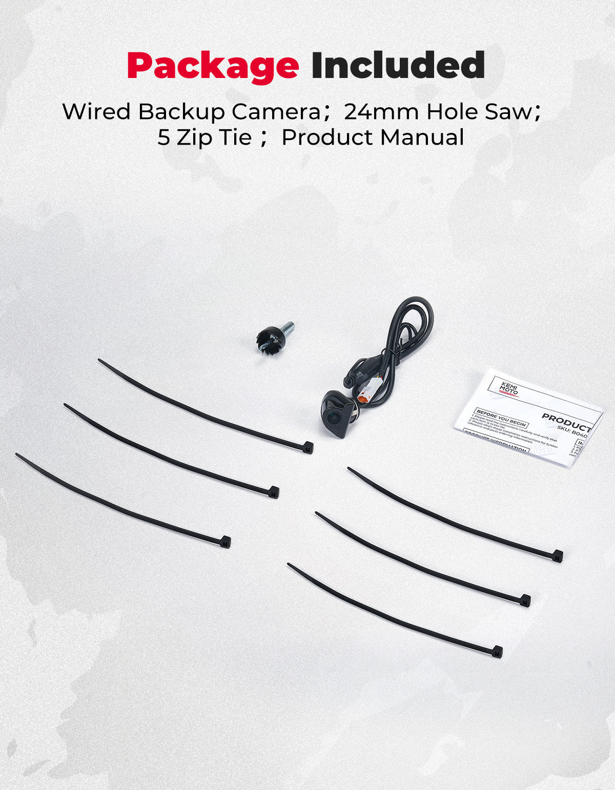Kemimoto Plug‑Play Rear Camera 170° Wide for Kawasaki KRX 1000
