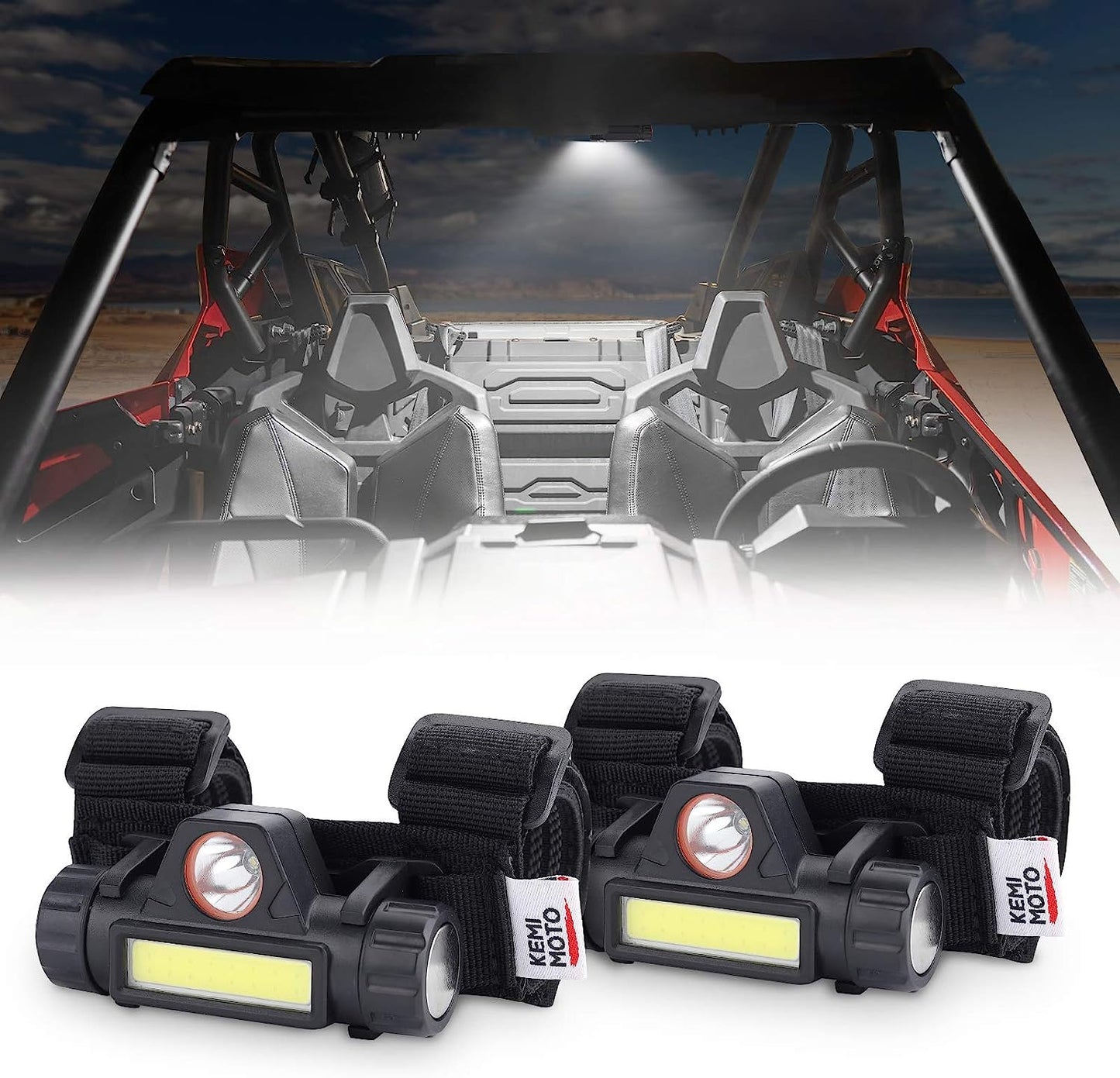 Kemimoto UTV Universal Interior Lights 1.25-2" Roll Bar