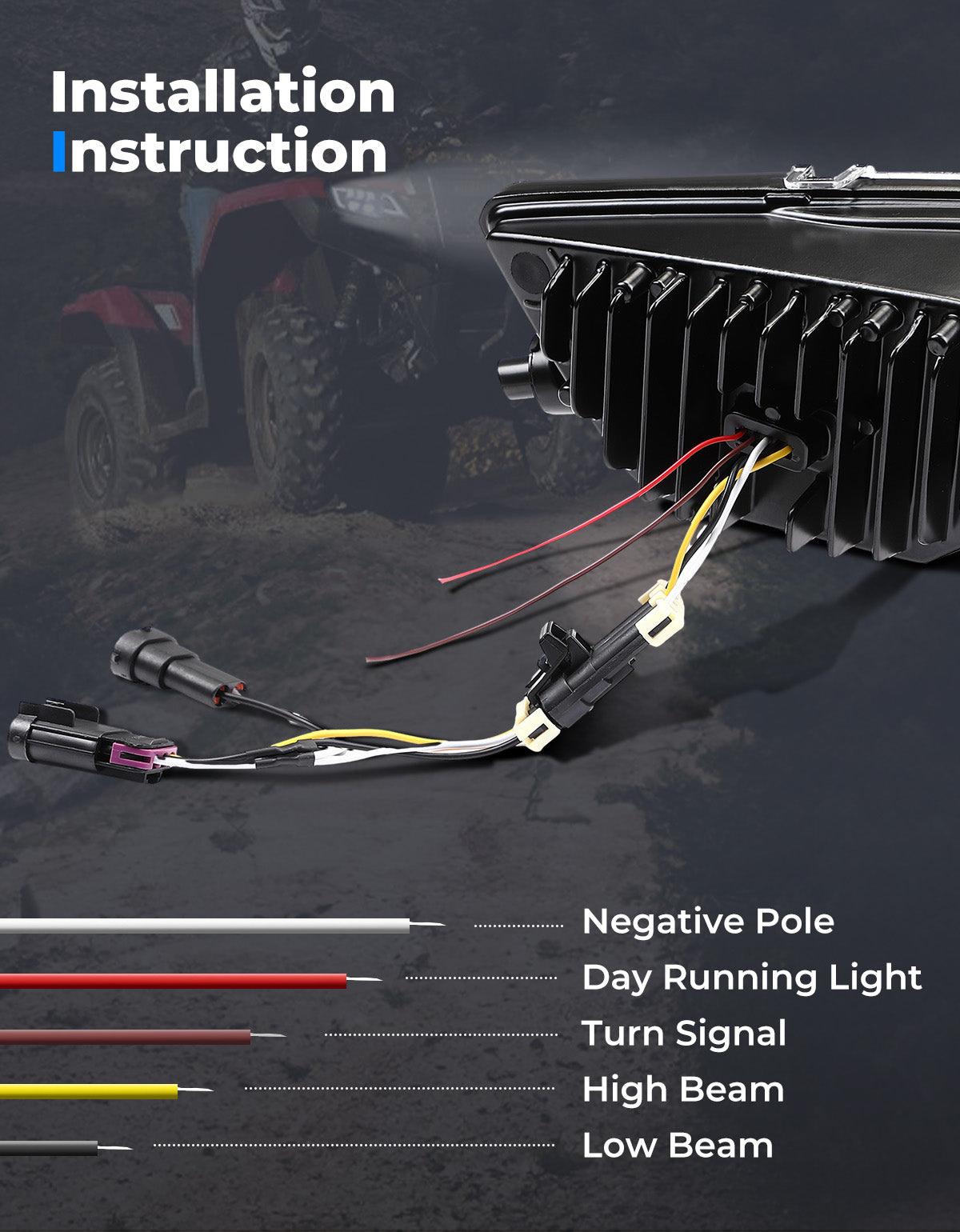 Kemimoto LED Headlight with Turn Signal for Pioneer 1000