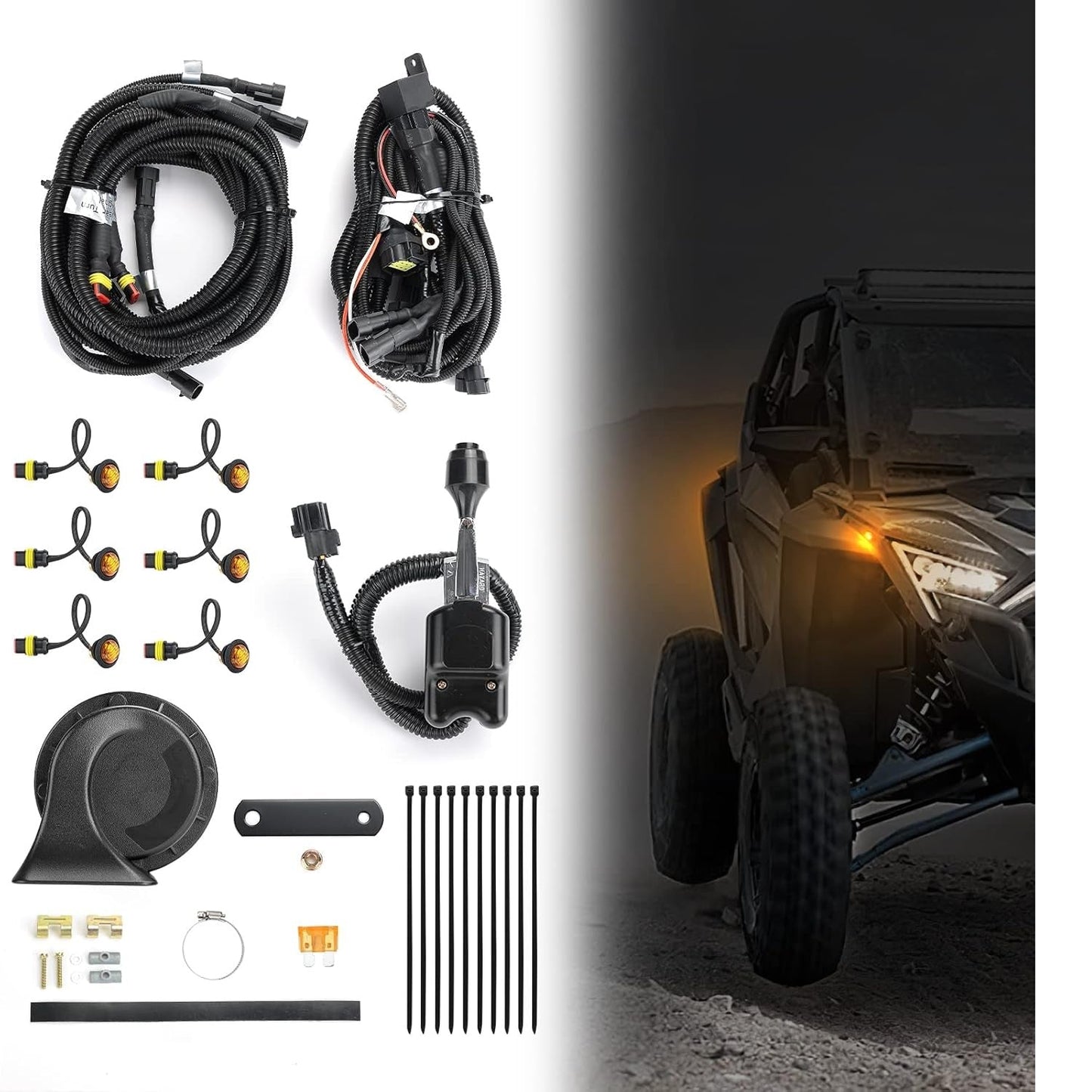 Kemimoto UTV Turn Signal Kit With Horn Universal