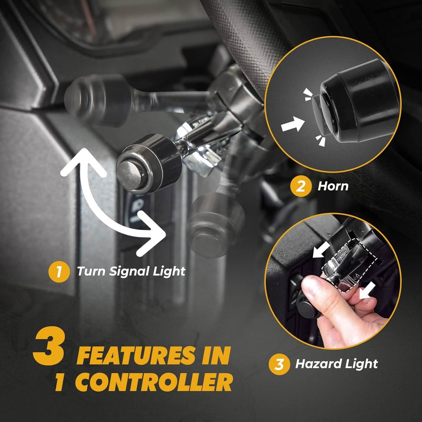Kemimoto UTV Turn Signal Kit With Horn Universal