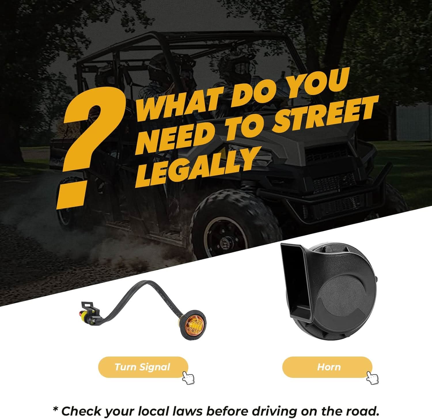 Kemimoto UTV Turn Signal Kit With Horn Universal