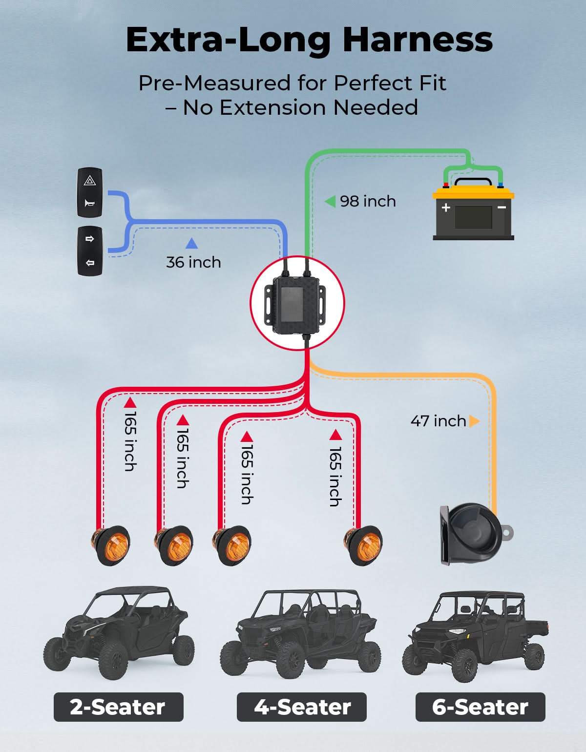 Kemimoto UTV Turn Signal Kit with Horn and Light