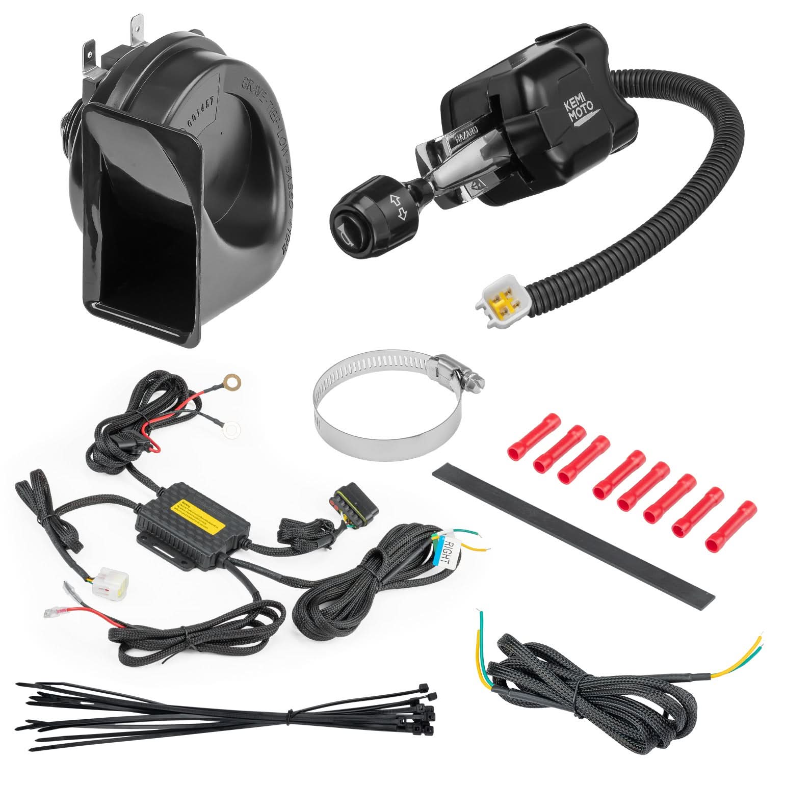 Kemimoto Universal Turn Signal Lever with 110dB Horn DC10-48V 10A