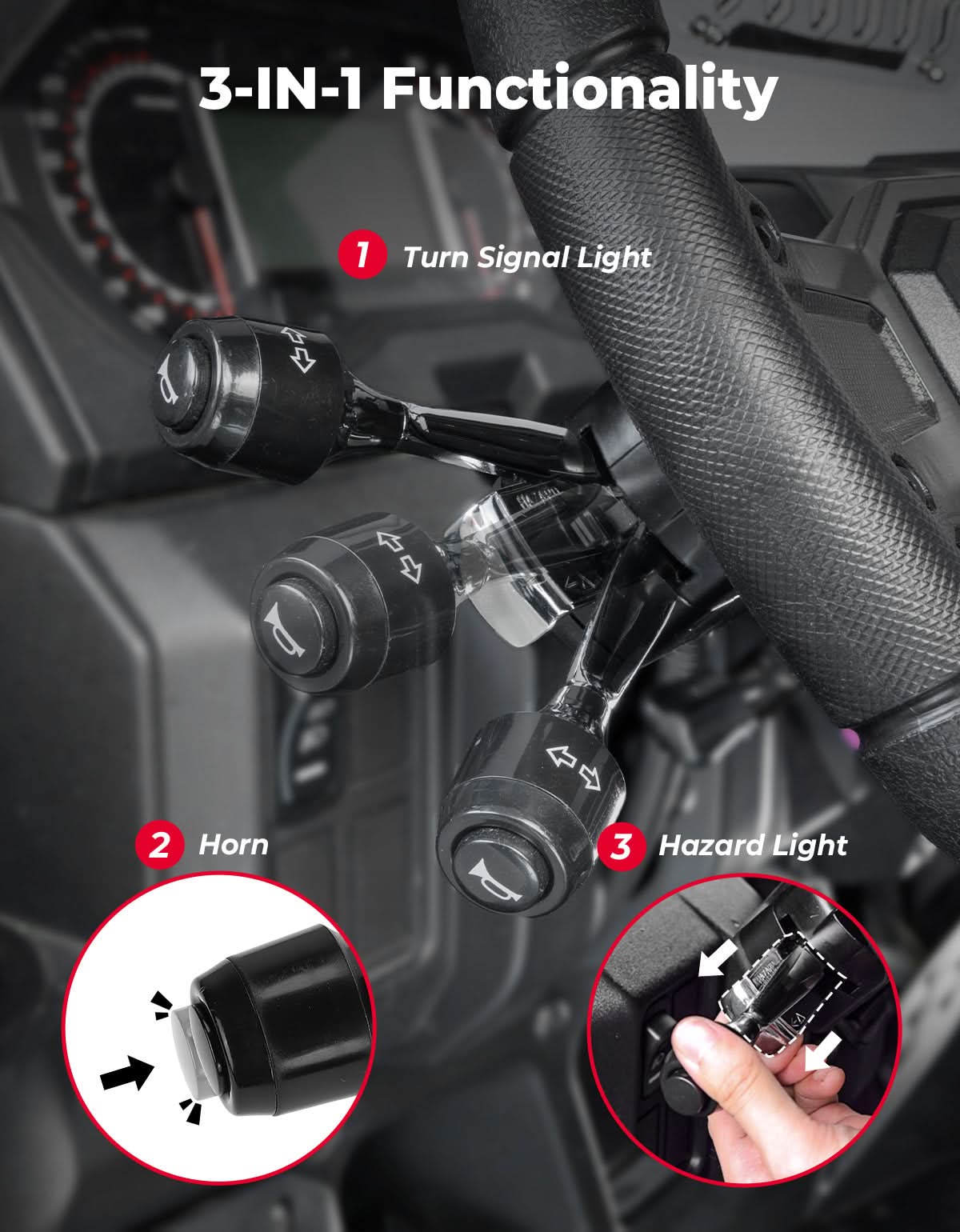 Kemimoto Universal Turn Signal Kit with Column Switch & Horn