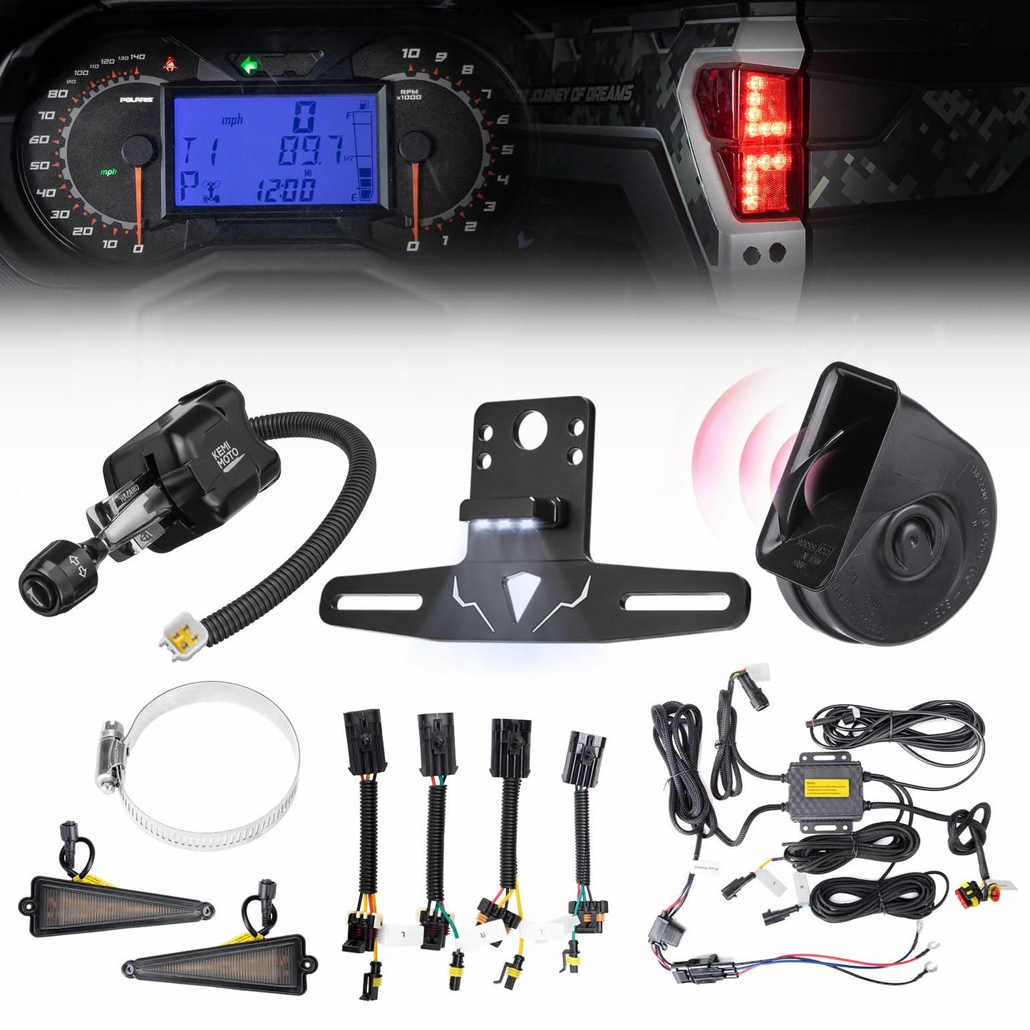 Kemimoto Universal Turn Signal Kit with Dash Indicator Sync Taillight