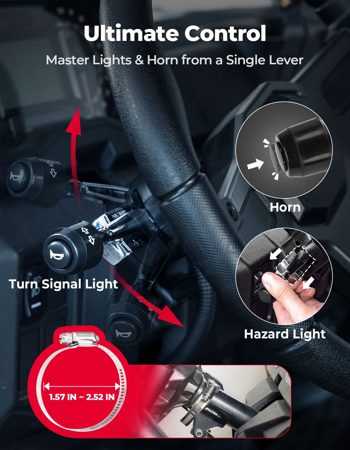 Kemimoto Universal Turn Signal Kit with Dash Indicator Sync Taillight