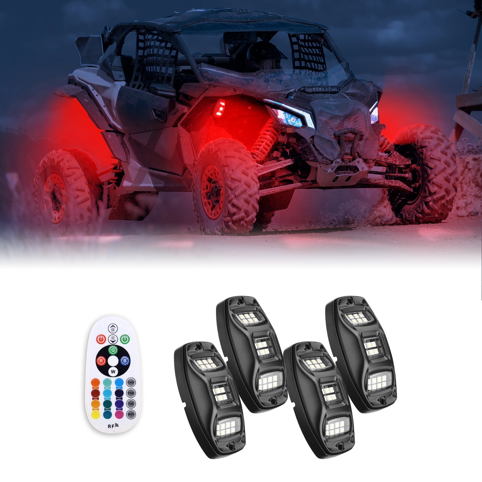 Kemimoto Universal 8 Pods RGB Rock Light Kit