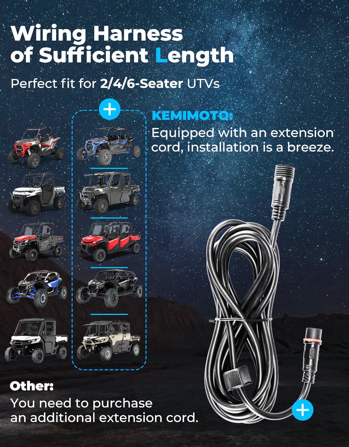 Kemimoto 30-inch LED Strobe Light Bar UTV Universal