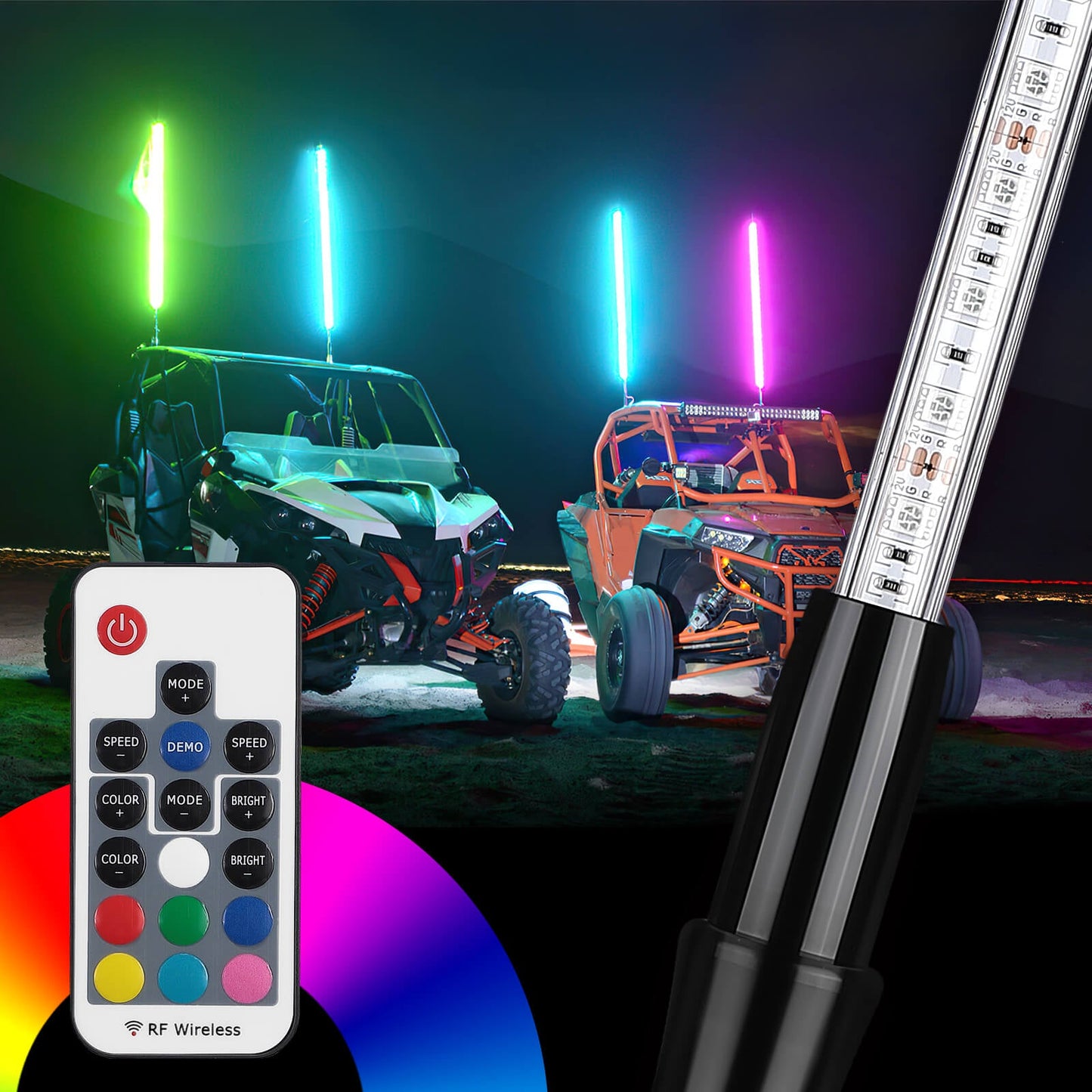 Kemimoto LED Whip Light 5FT RGB for ATV UTV RZR