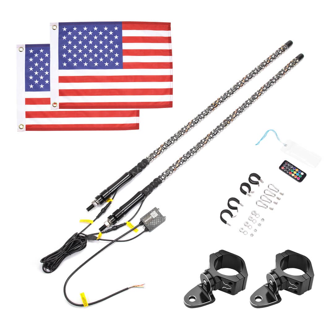 Kemimoto 3FT Spiral Whip Lights for Polaris RZR