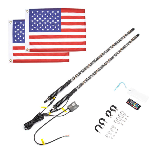 Kemimoto 3FT Spiral Whip Lights for Polaris RZR