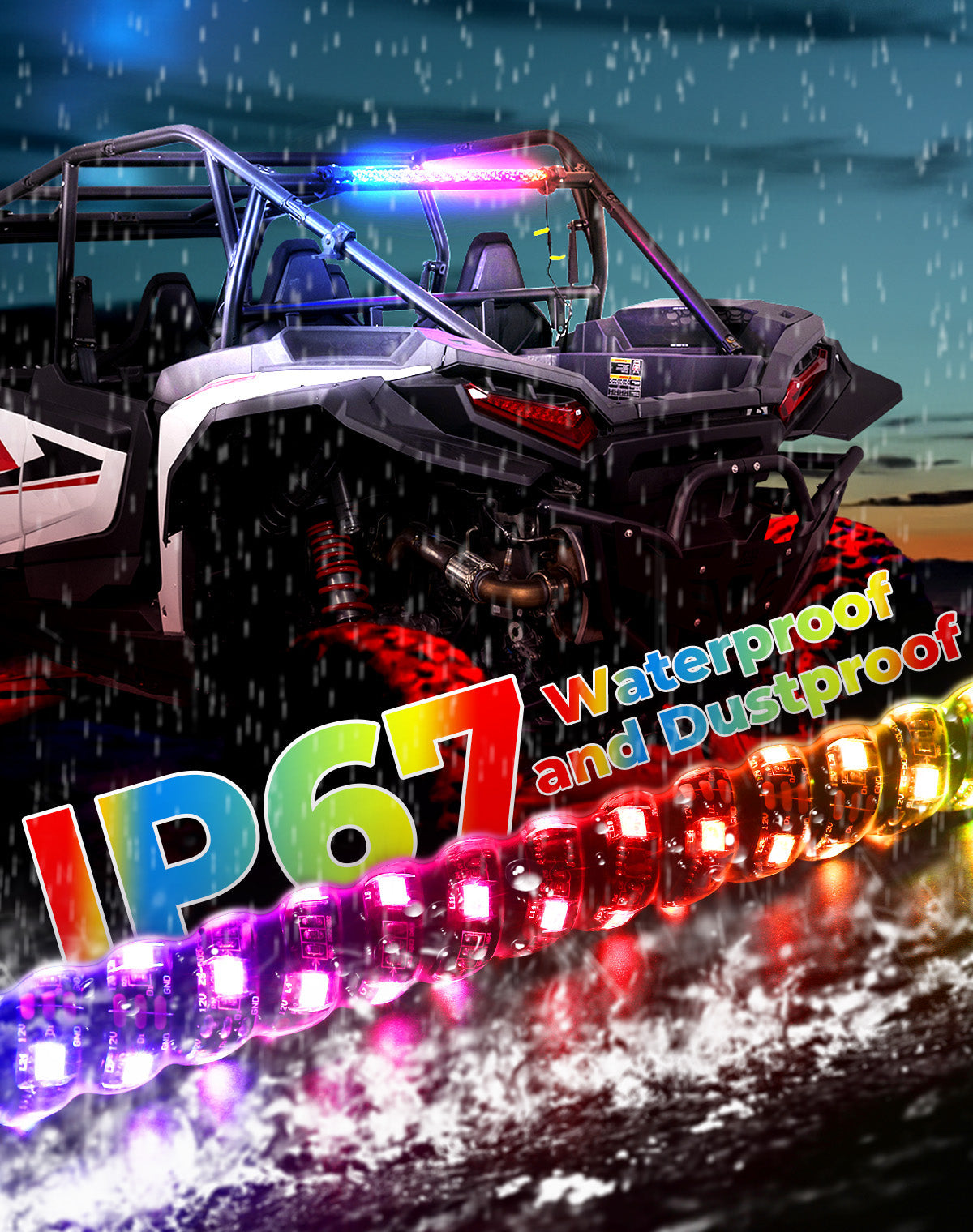 30" LED Chase Light Bar fit 1.5” Roll Cage for Polaris RZR, Can‑Am Maverick X3