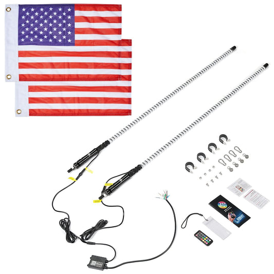 Kemimoto 2PCS 4FT COB LED Whip Lights Fit Can‑Am X3