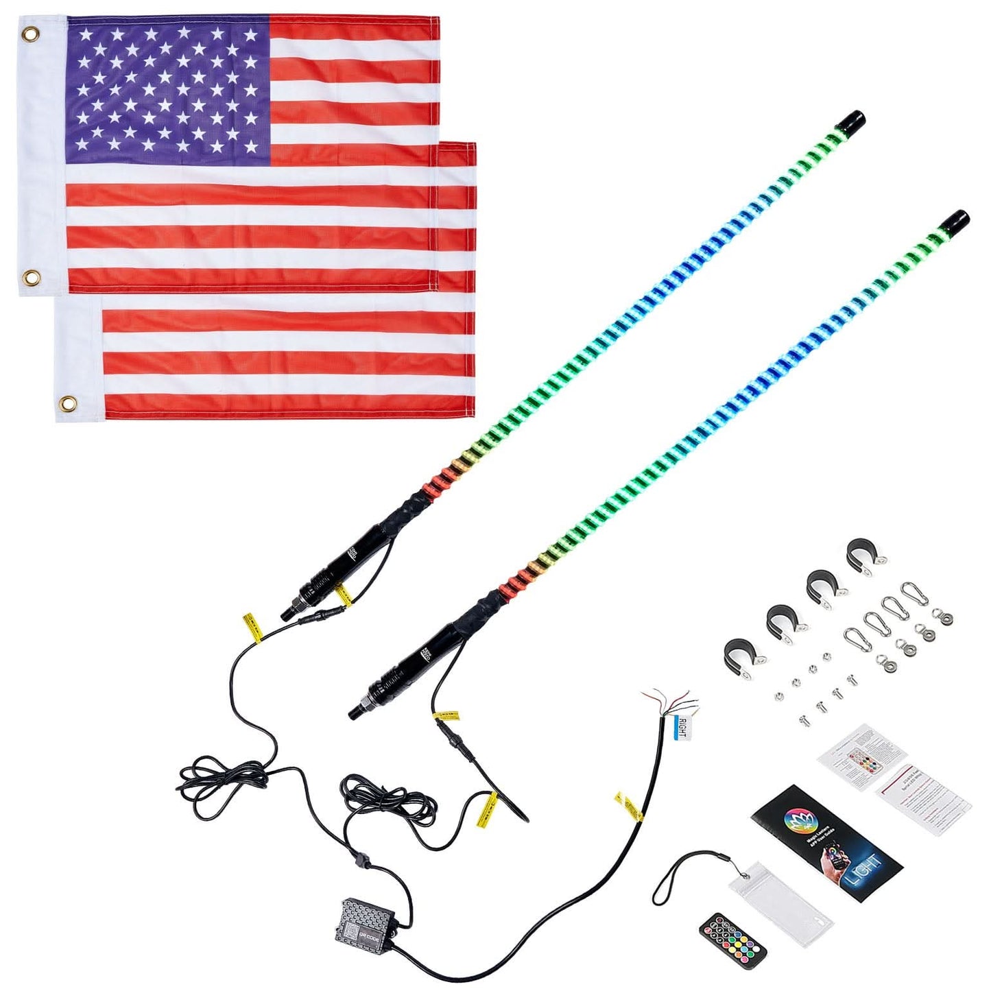Kemimoto 2PCS 4FT COB LED Whip Lights Fit Can‑Am X3