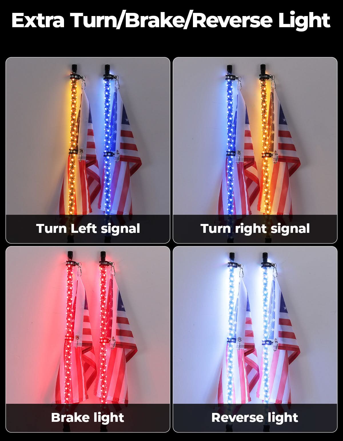 Kemimoto Universal 3FT LED Whip & Rock Lights Combo