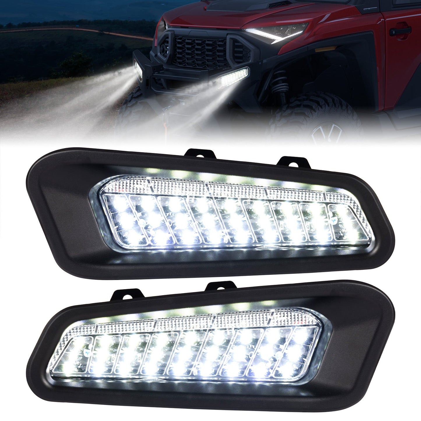 Kemimoto Front Brushguard Auxiliary Lights LED IP67 Waterproof