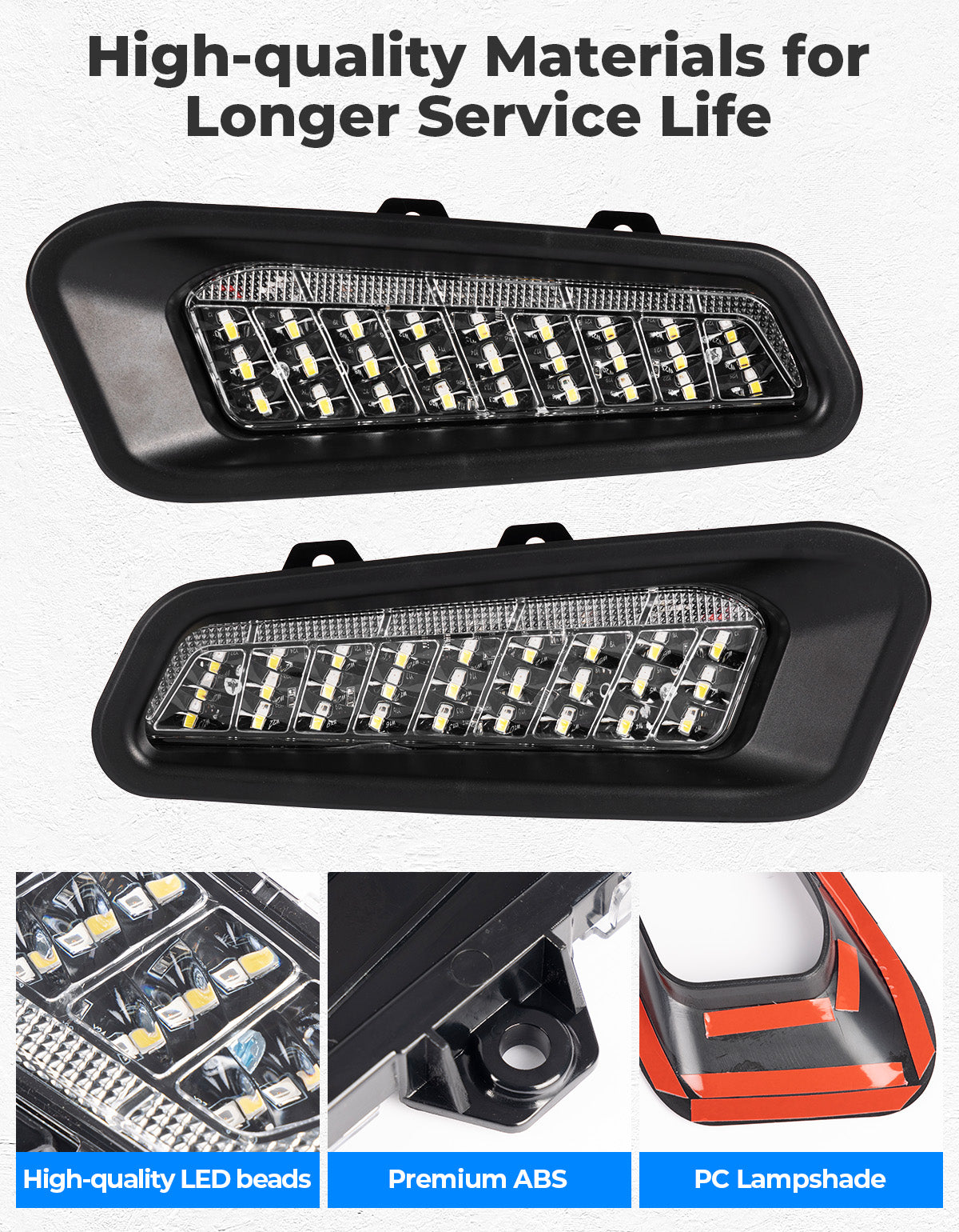 Kemimoto Front Brushguard Auxiliary Lights LED IP67 Waterproof