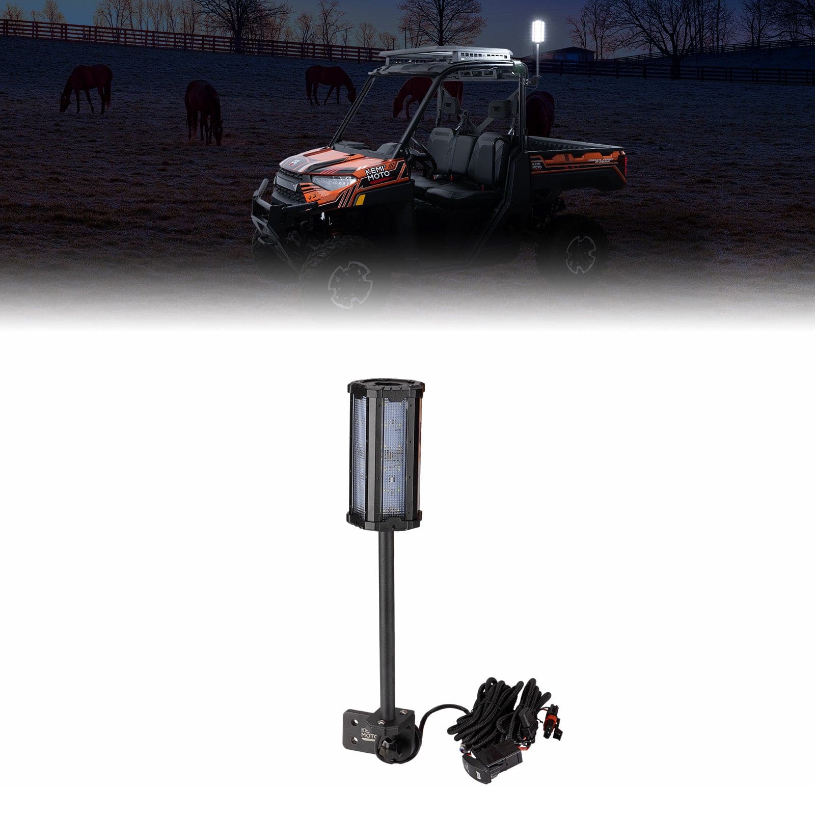 Kemimoto Upgraded Beacon Light 33W 12V IP65 for Polaris