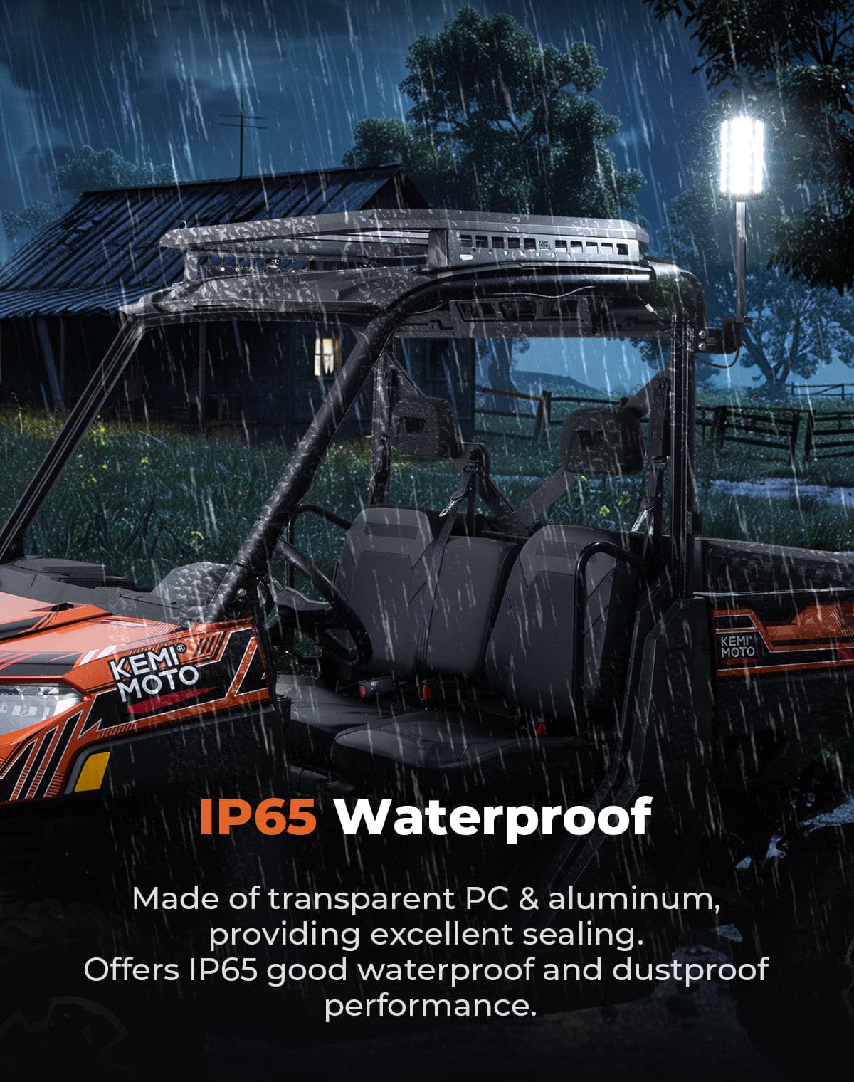 Kemimoto Upgraded Beacon Light 33W 12V IP65 for Polaris